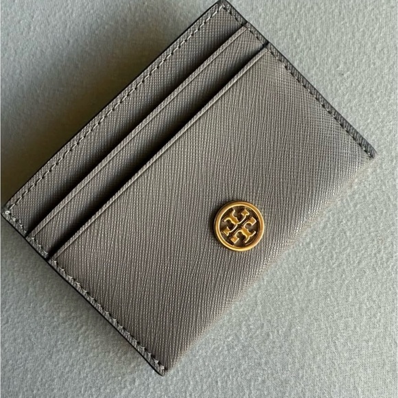 Tory Burch Card Holder in Heron Grey - Picture 1 of 2